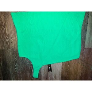 Express Neon Green One Shoulder Ribbed Knit Sweater Tank Top XL NWT
